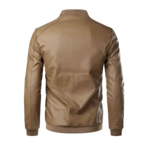 Low Price Genuine Leather Windproof Stylish Fashion Jacket for Men -Back