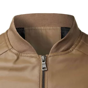 Low Price Genuine Leather Windproof Stylish Fashion Jacket for Men -Collar