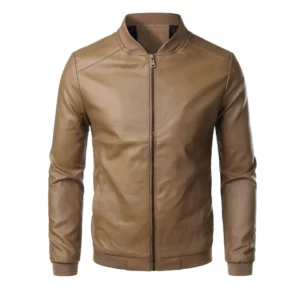 Low Price Genuine Leather Windproof Stylish Fashion Jacket for Men - Front