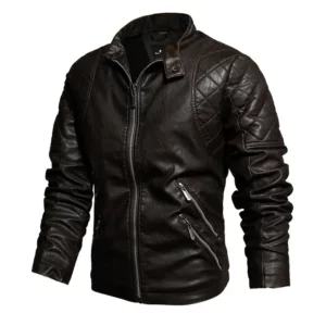 Premium Quality Fashionable Leather Jacket for Men - Front View