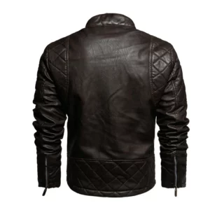 Premium Quality Fashionable Leather Jacket for Men - Back View