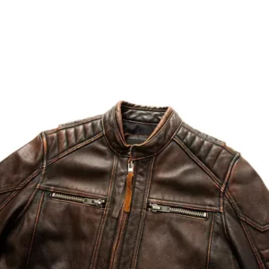 Stylish Leather Jacket for Men - Front Close-up