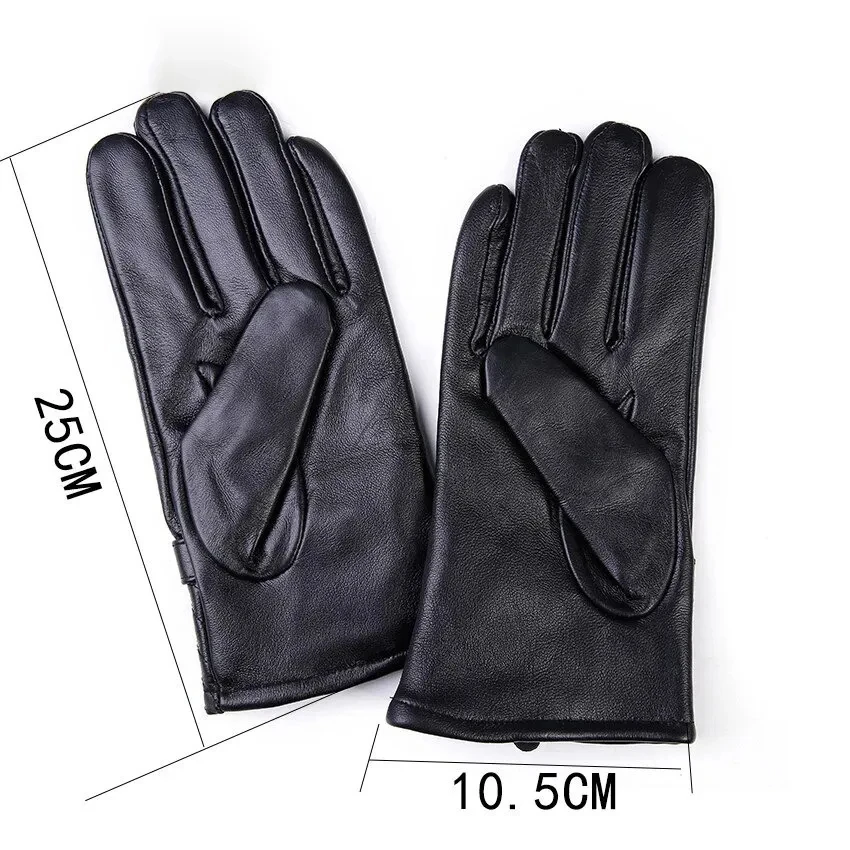 Warm Winter Fleece Lined Touch Leather Gloves for Biker Men